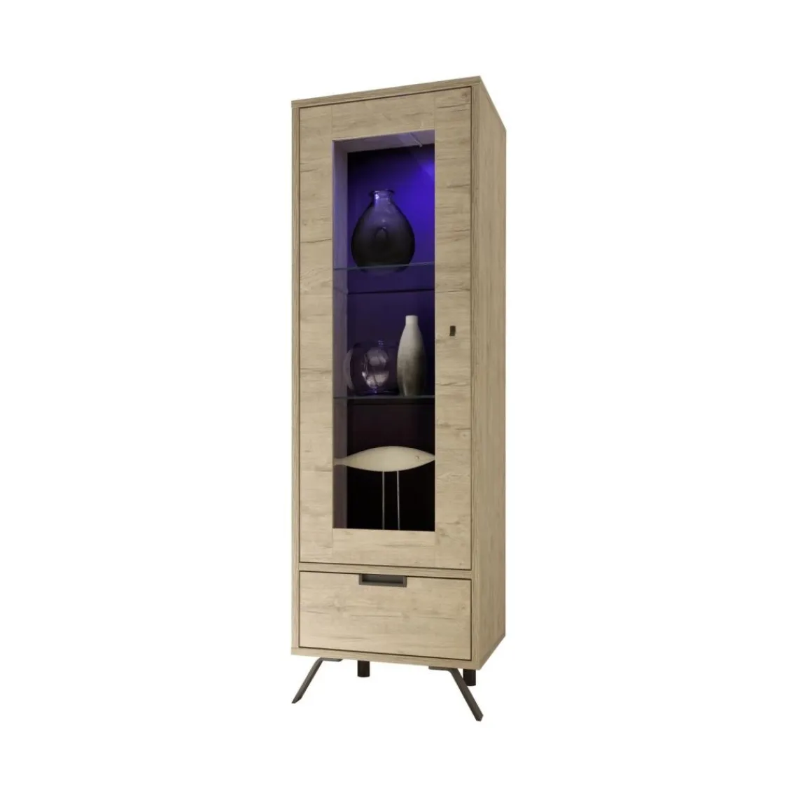3S. x Home Vitrine 1 porte en verre avec 1 tiroir PALMA