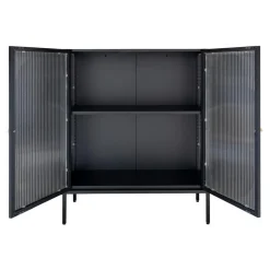 House Nordic Vitrine ADELAIDE Noir Avec Porte En Verre Ondulé 35x90x110 Cm Discount