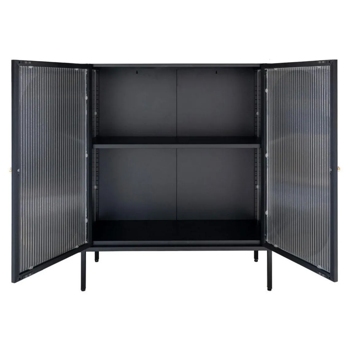 House Nordic Vitrine ADELAIDE Noir Avec Porte En Verre Ondulé 35x90x110 Cm Discount