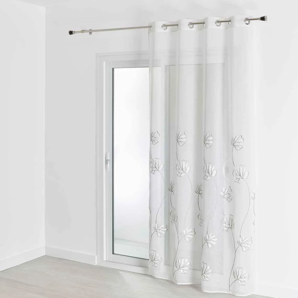 3S. x Home Voilage en Étamine Brodée Blanc BLOIS Clearance