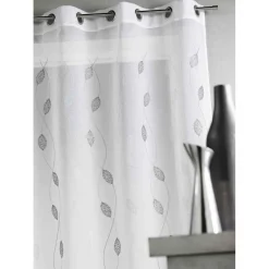 3S. x Home Voilage en Étamine Brodée Gris 140X260 cm ALOES Outlet