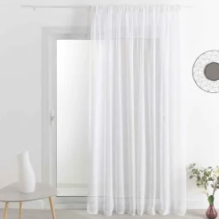 3S. x Home Voilage en Étamine Unie Effet Lin Blanc MATIERE Best