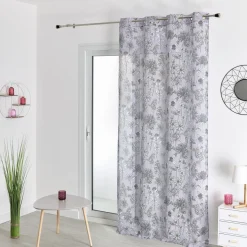 3S. x Home Voilage Etamine Imprimée 140x240 Gris perle Best