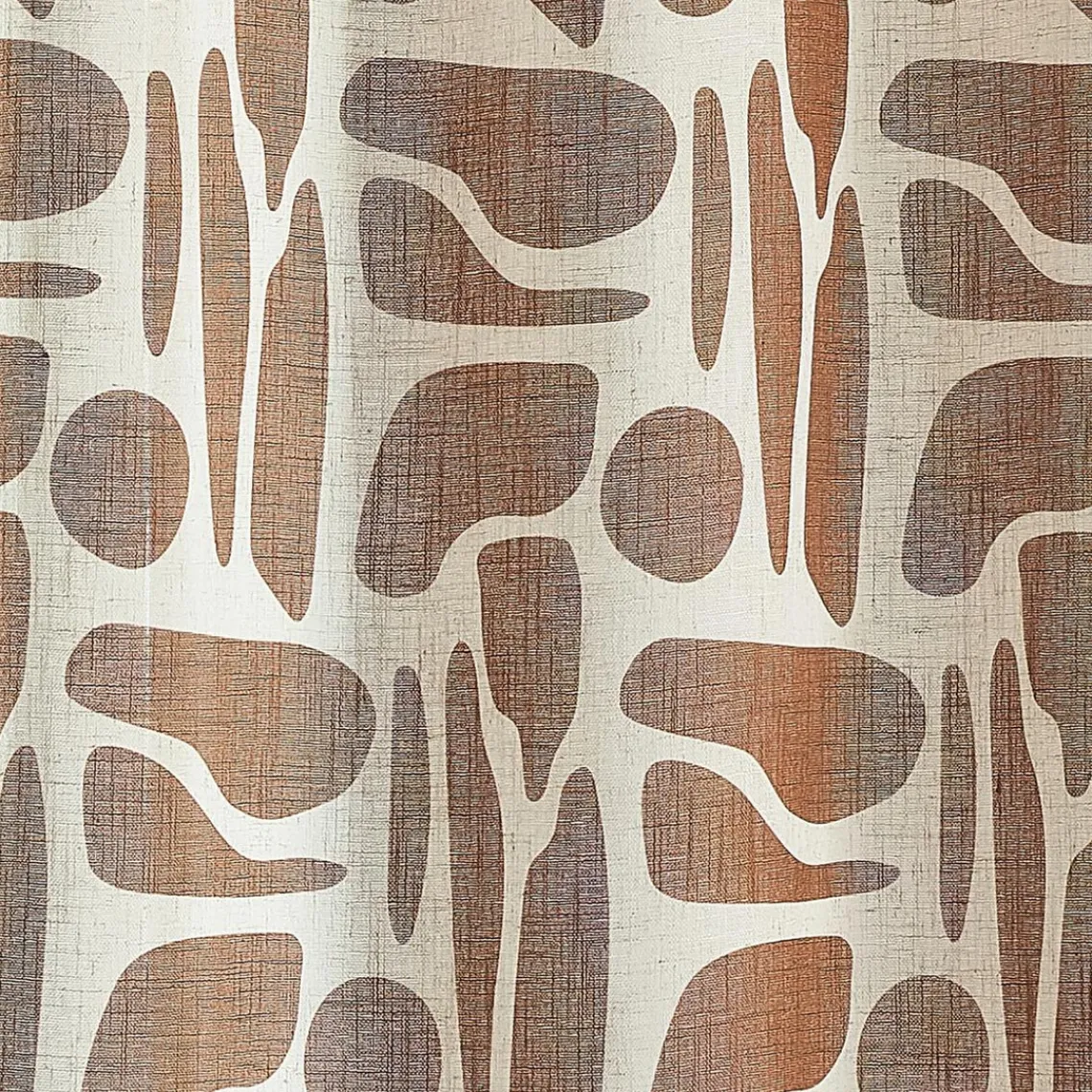 3S. x Home VOILAGES POLYLIN IMPRIME-TERRE DE SIENNE-140X240 Marron New